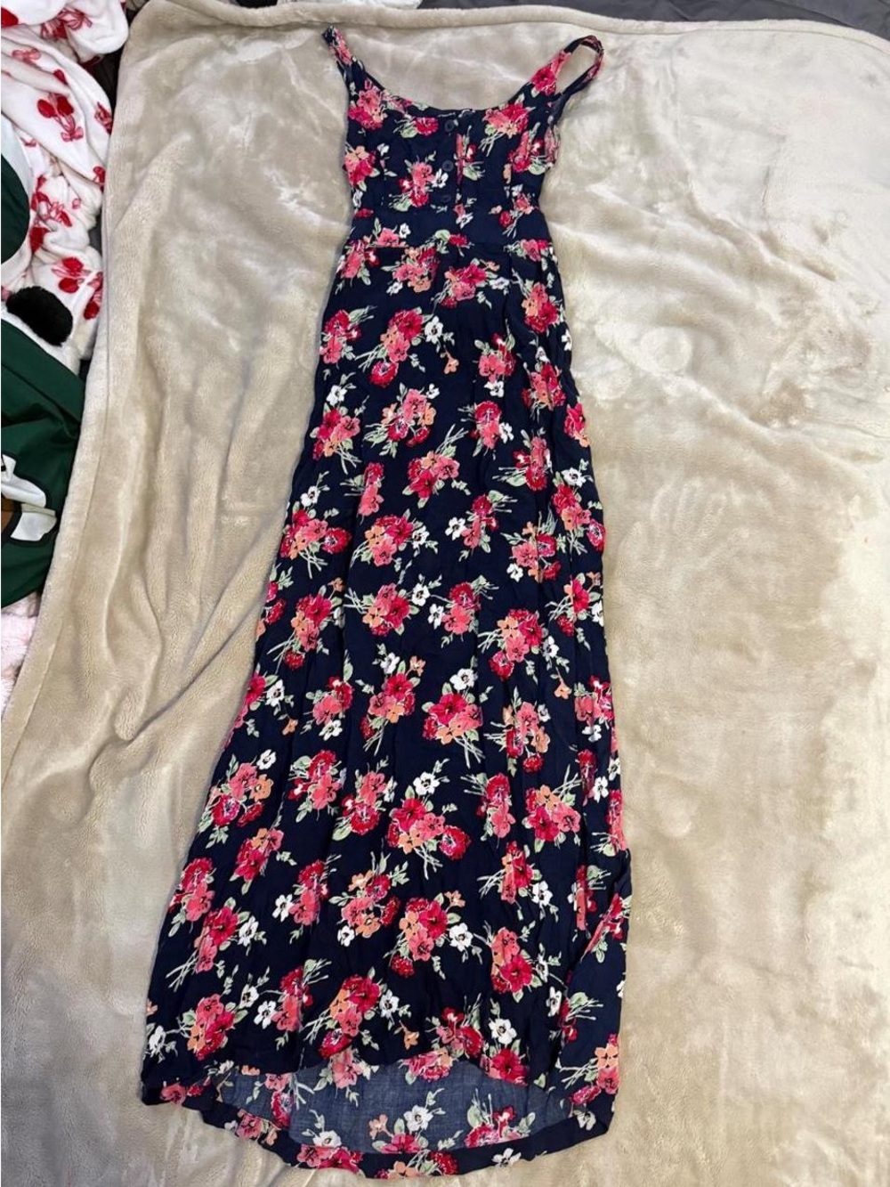 Floral Navy Maxi Dress with Pink Blooms